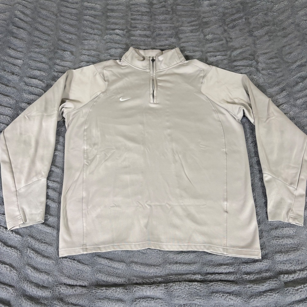 Nike Team Fit Dry Womens Large Gray 1/4 Zip Mesh Back Pullover Long Sleeve AT137